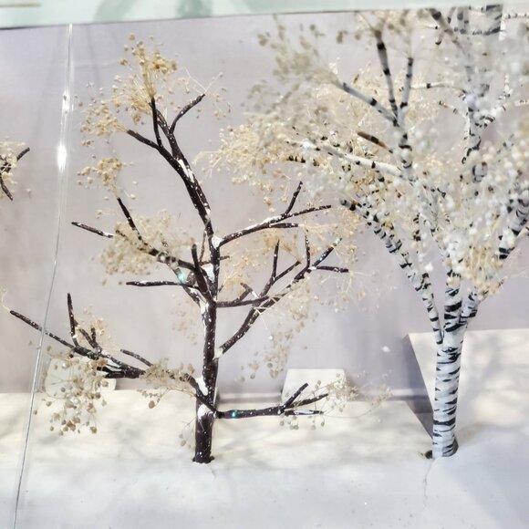 Dept 56 Seasons Bay 4 WINTER TREES Christmas Village accessory birch 53384 - Picture 3 of 12